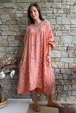 Kasbah Bubble Cotton Bandana Peasant Dress Apricot?